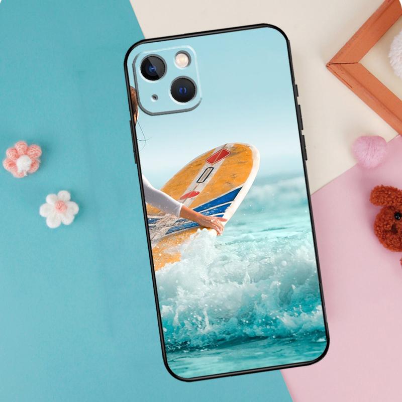 

Surf Surfboard Phone Case For iPhone 16 15 14 12 11 13 Pro Max Plus Mini XR 16e Funda Silicone Back Cover iPhone 16 Pro