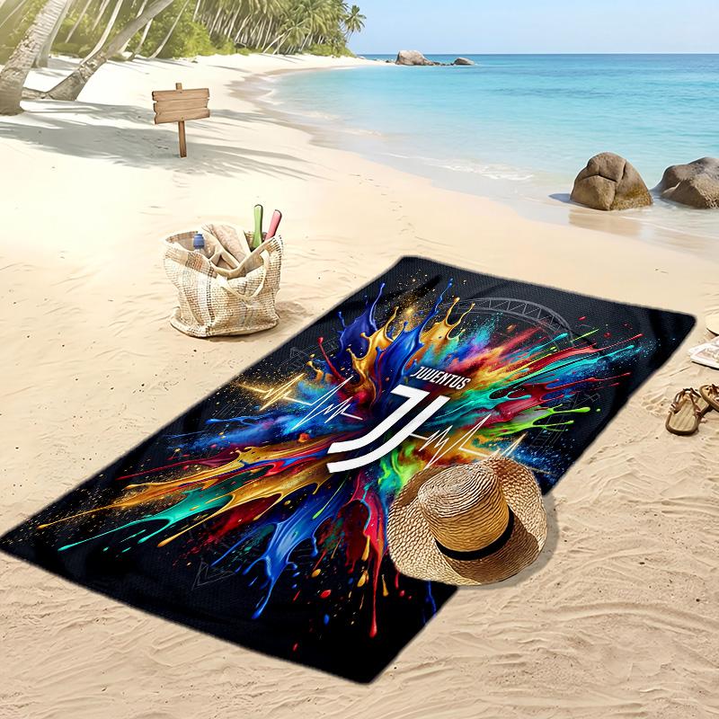 Asciugamano da Spiaggia Stampato Juventus FC Asciugamano Morbido ad Asciugatura Rapida Coperta da Spiaggia Rettangolare Grande Portatile per Viaggi Piscina