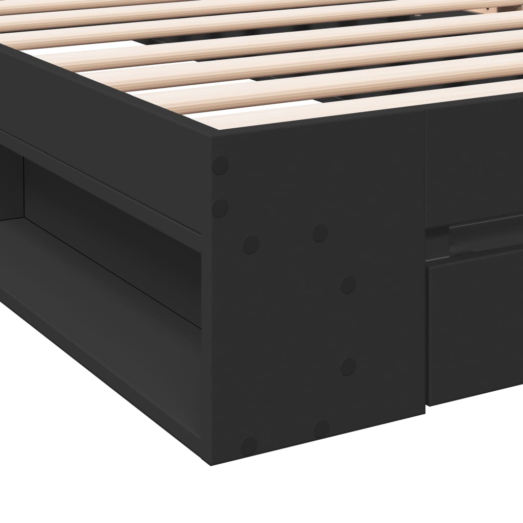 Bed Frame with Drawer Black 75 X 190 Cm Particleboard