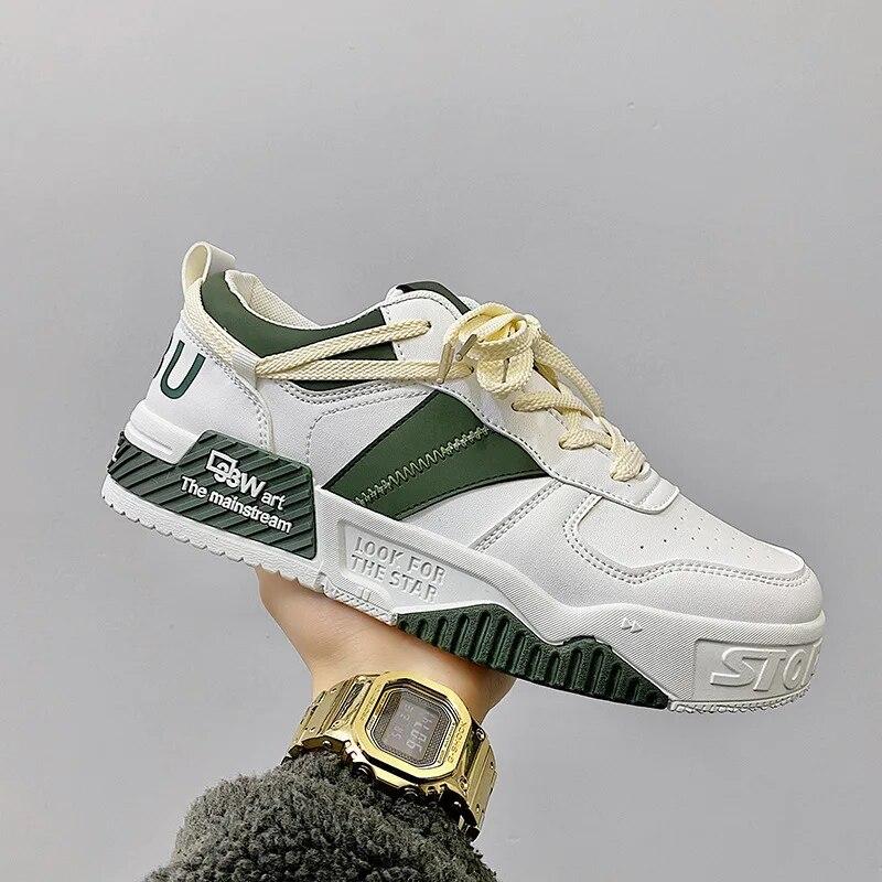 Designer Shoes for Men Casual Platform Sneakes Two-tone Lace Up Trainers Fashion Student Sneakes Mens Vulcanized Tenis Masculino