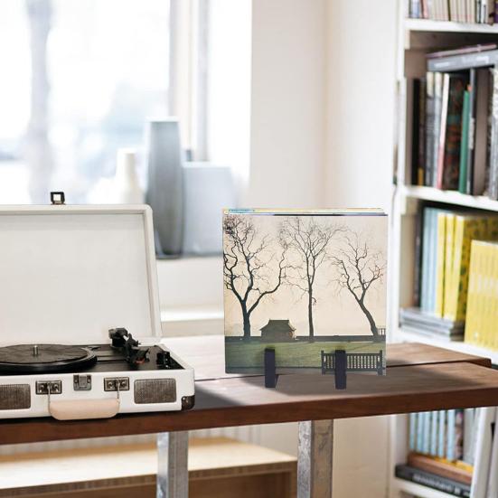 Black Record Storage Stand Holder Minimalist Retro Record Stand Heavy Duty Metal Vinyl Record Organizer for Records Photos Cosmetics