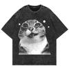 Funny Cat Face Vintage Style Graphic T Shirt