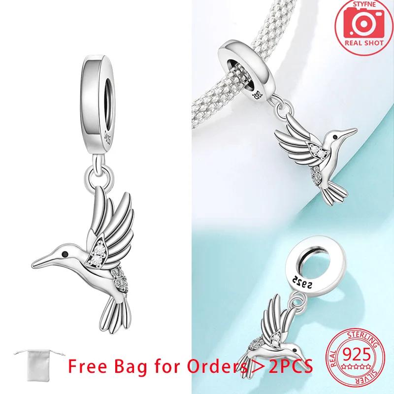 Original Copper Animal Colorful Parrot Jade Series Charms Hummingbird Bird Beads Pendant Fit Diy Bracelet Women Jewelry Gift