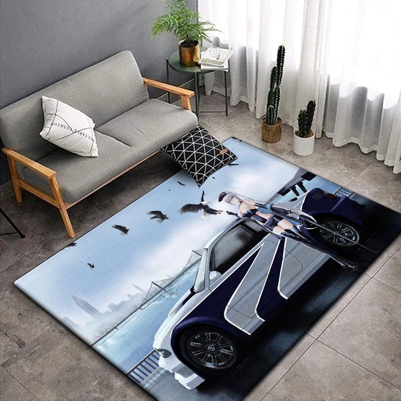 Anime Car Beauty Carpet for Living Room,Soft Flannel Rug for Bedroom ,Anti-Slip  BATHROOM Mat, Baby Play mat,Boys' Room Decor