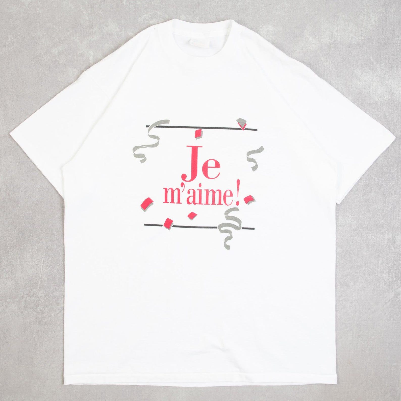 Vintage Je M aime! Single Stitch T-Shirt X-Large Men s 1980s White Slogan 3XL