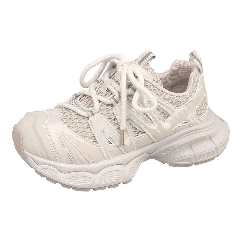 Transparent Korean version of platform dad shoes women's 2025 summer new hollow breathable casual versatile shoes heightening sports shoes