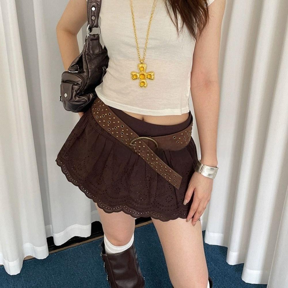 

Rivet Cowgirl Belt Suede PU Leather Belt Simple Wide Waistband Girl