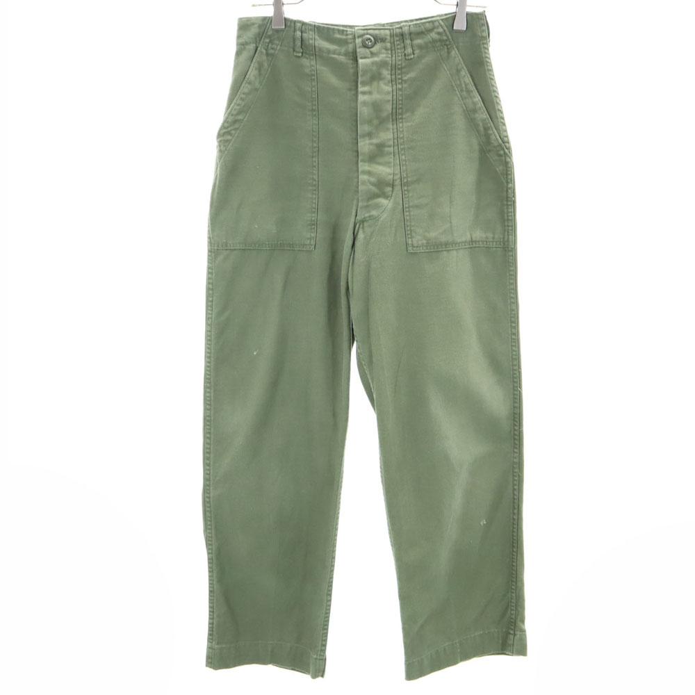 US ARMY 70s DSA Vintage Cotton Satin Baker Pants W30 Military Button Fly Men's Used