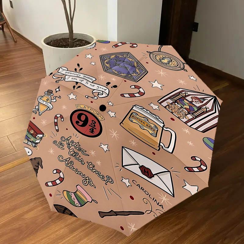 1PC Warner Harry Potter Automatic Open/Close Umbrella with Windproof, 40-Rib Sturdy Canopy, Durable Ribs1257A