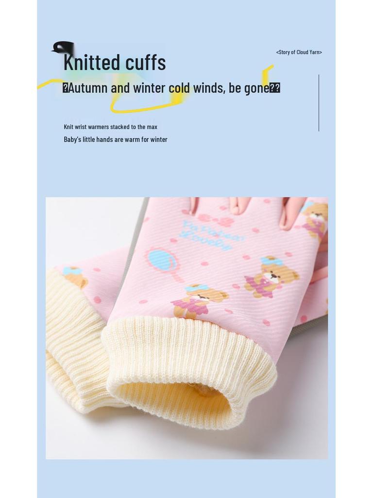 Children's Fleece-Lined Winter Riding Gloves - Windproof & Anti-Slip for Medium to Large Boys and Girls