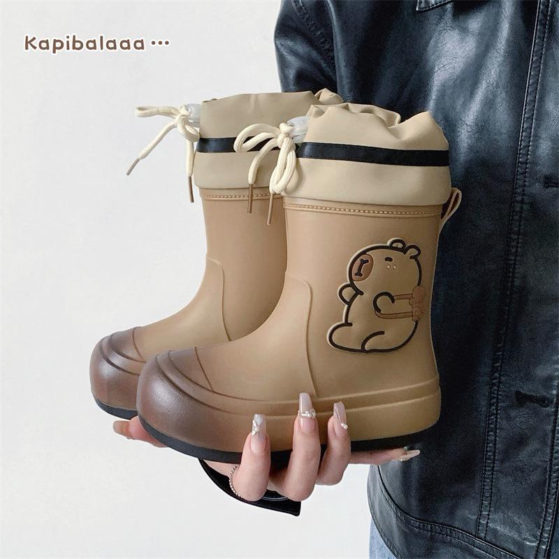 Women's Capybara Rain Boots: Cute, Waterproof, Non-Slip Rubber Ankle Boots for Students and Adults.