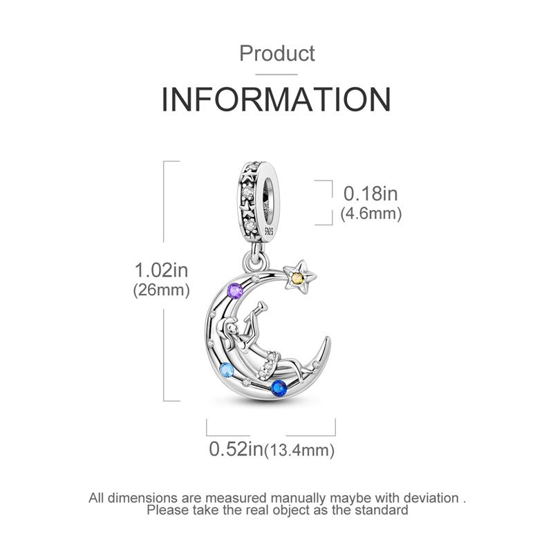 Moon Lovely Stars Little Girl Pendants Plata Genuine Bead Fits Genuine Charm Bracelets Bead Jewellery Gift For Women