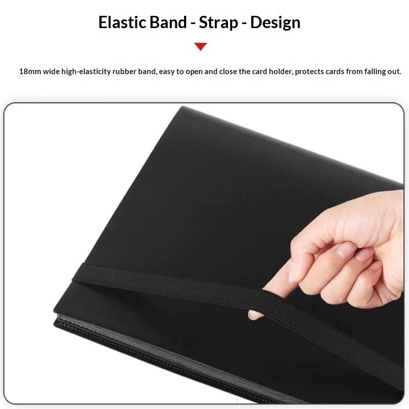 Portable Card Storage Album 4 Slot Belt-Bound Binder Holds 160 Trading Cards for Home Travel Use