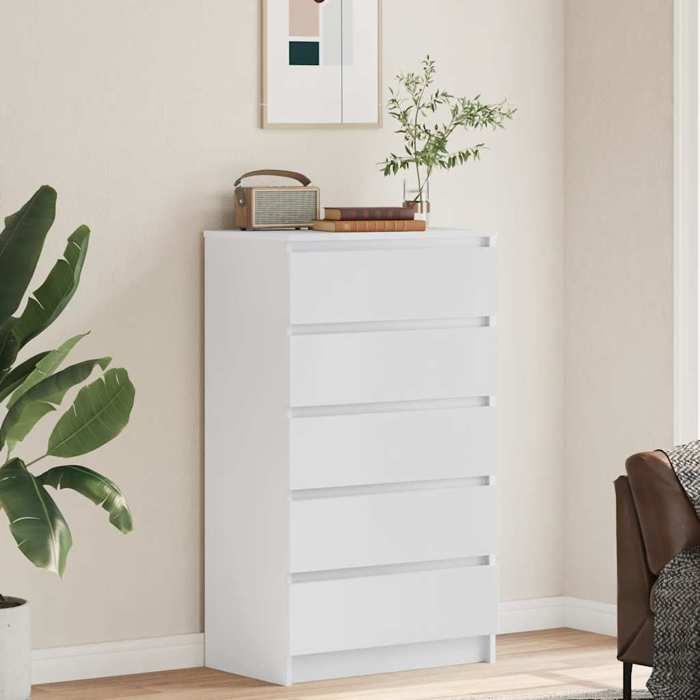Commode Armoire de chambre - mango - Blanc 60x36x103 cm - Bois d'ingénierie M179