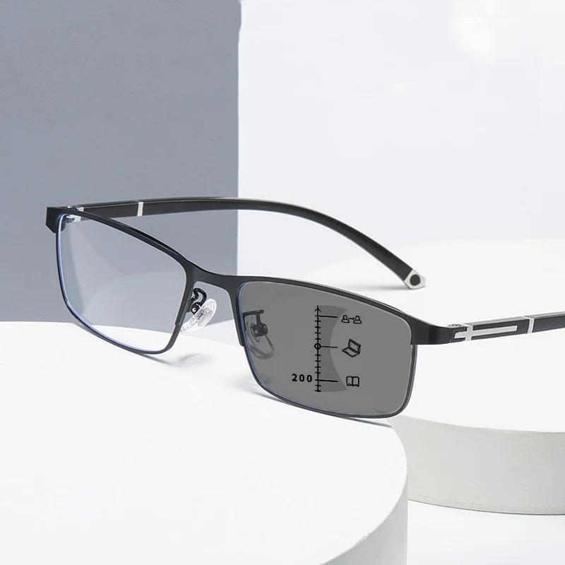 Trendy Anti-UV Pochromic Reading Glasses Men Women Vintage Multifocal Glasses Unisex Fashion Color Changing Presbyopia
