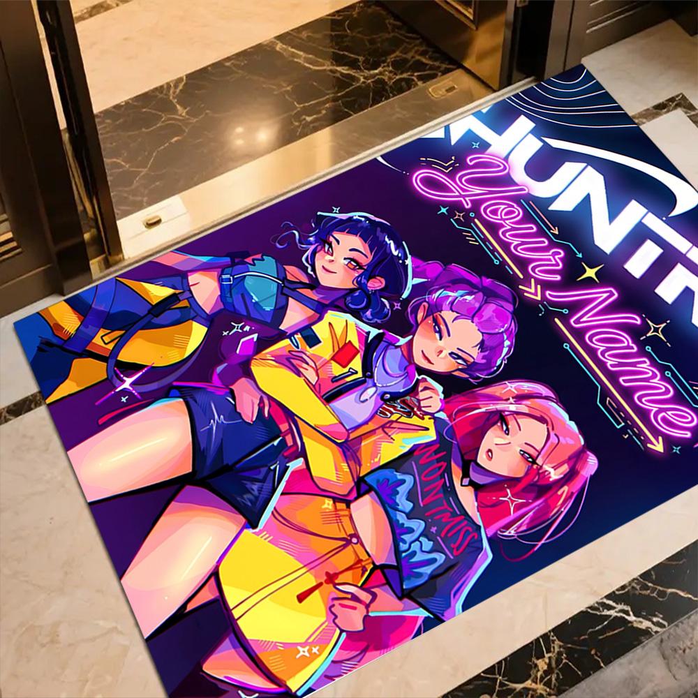 Purple Magic Demon girls group Customized Name Floor Mat Suitable for Kitchen Dining Room Playrooms Balcony Antislip Carpet Office home decor Best for