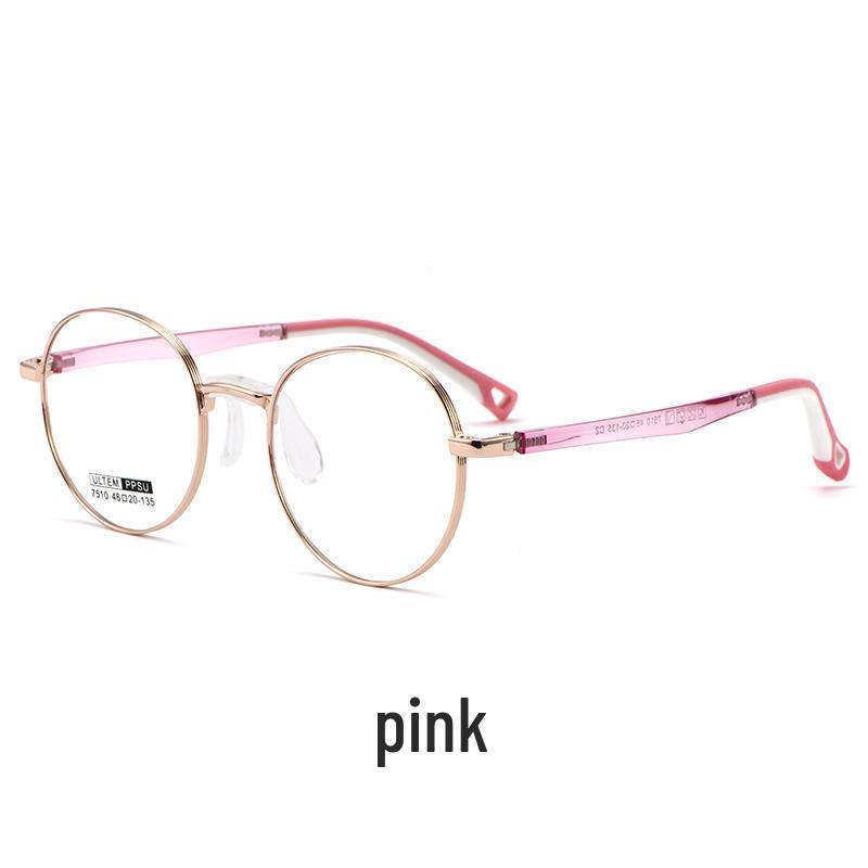 Ultralight Round Myopia Glasses 7510S for Kids & Women - Small Face Frame with Plastic & Steel Temples