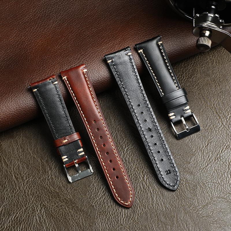 Intelligent Universal Horse Oil Leather Strap Cowhide Retro Real Cowhide Switch Quick Release Oil Bead Strap Card