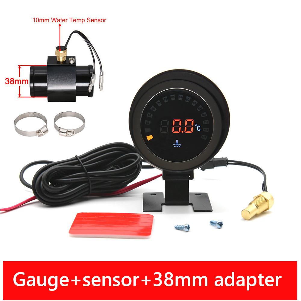12V/24V LCD Digitaler Wassertemperaturmesser + 10mm Temperatursensor + Adapter-Verbindungsrohr-Sensor Für Auto-Messinstrument-Modifikation Celsius
