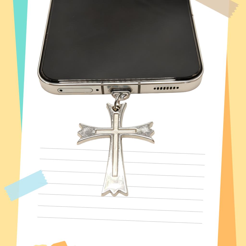 Exquisite Metal Cross Phone Dust Plug Pendant, Practical Decoration with Dual Functions, Exquisite Phone Accessory, Small Gift
