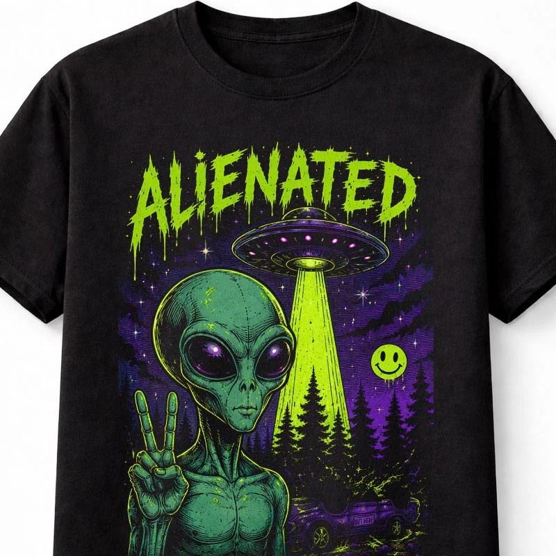 Alien UFO Area 51 Alienated Graphic Sci Fi Horror Unisex TShirt S