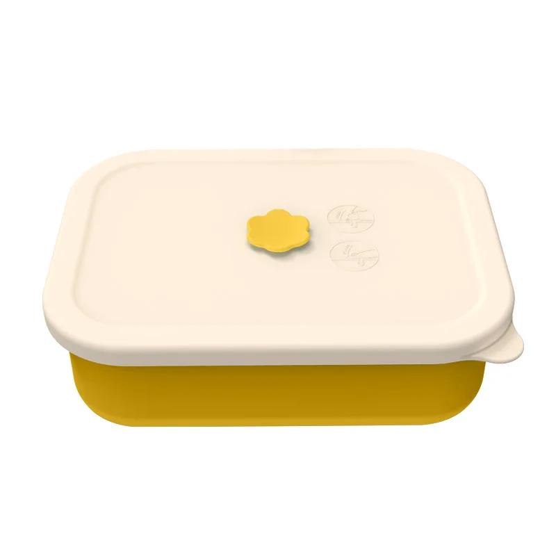 4 Grids Fat Reducing Meal Box High Temperature Resistant Microwave Heatable Silicone Lunch Box School Snacks Food Bento Box