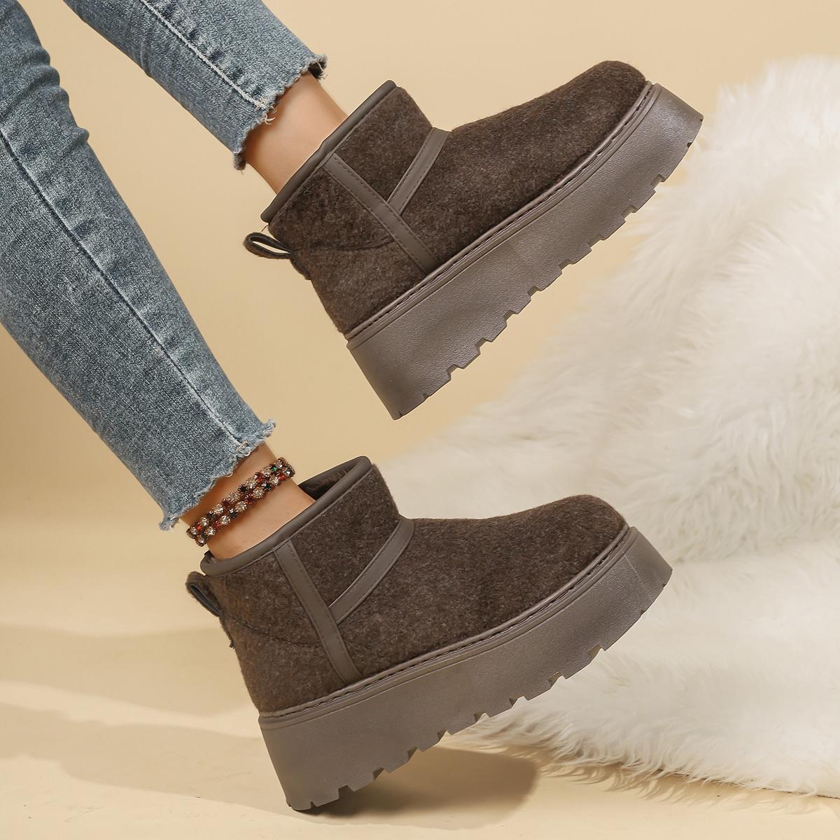 

Модные новые женские зимние ботинки на толстой подошве с увеличением роста, флисовые и утепленные, модные и теплые хлопковые ботинки 42