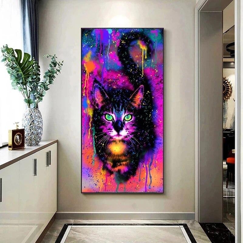 Modern Rock Graffiti Animal Cat Posters and Prints Canvas Painting Wall Art Picture for Living Room Nordic Mural Home Decoration No Frame