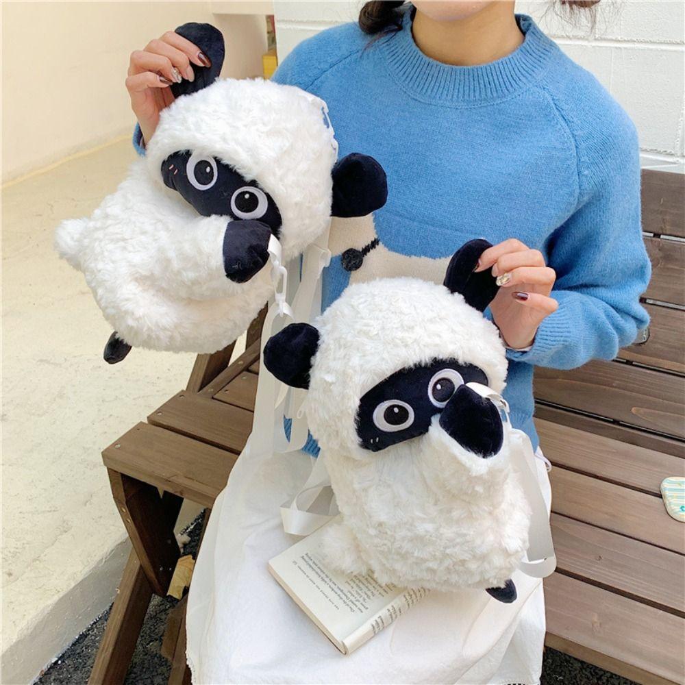 Soft Sheep Doll Shoulder Bag Kawaii Plush Backpack Shopping Animal Lamb Crossbody Bag  Students