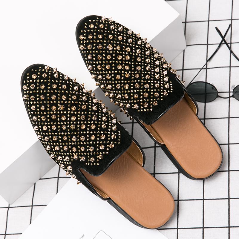 Fashion Size 38-47 Fashionable Men Half-drag Shoes British Casual Comfortable Business Office Brand Half-drag Shoes Elegant Shoes Men