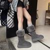 Wool Version~ Grey Tall Snow Boots Women's New Winter Thick-soled Boots with Fleece and Thicker Two Thermal Cotton Boots