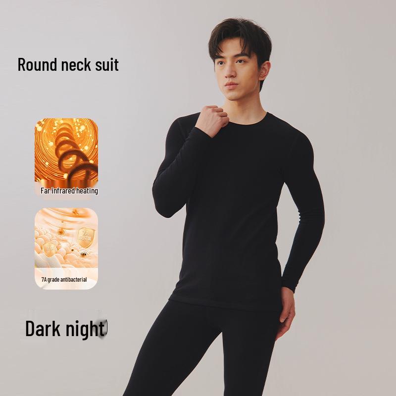 

Men s 320g Warm Acrylic Thickened Crew Neck Thermal Base Layer Set with Brushed Antibacterial Finish - Autumn/Winter. L