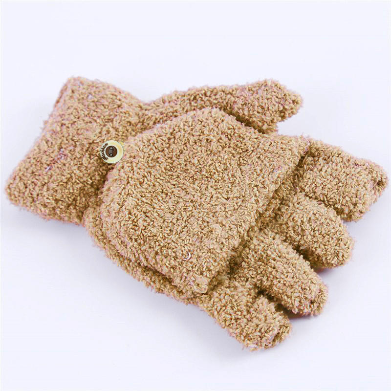Halbfingerhandschuhe Multifunktional Umschlagbar Niedlich Korallenfleece Warm Kältefest Weich Bequem Damen Winter Warm Damen Handschuhe