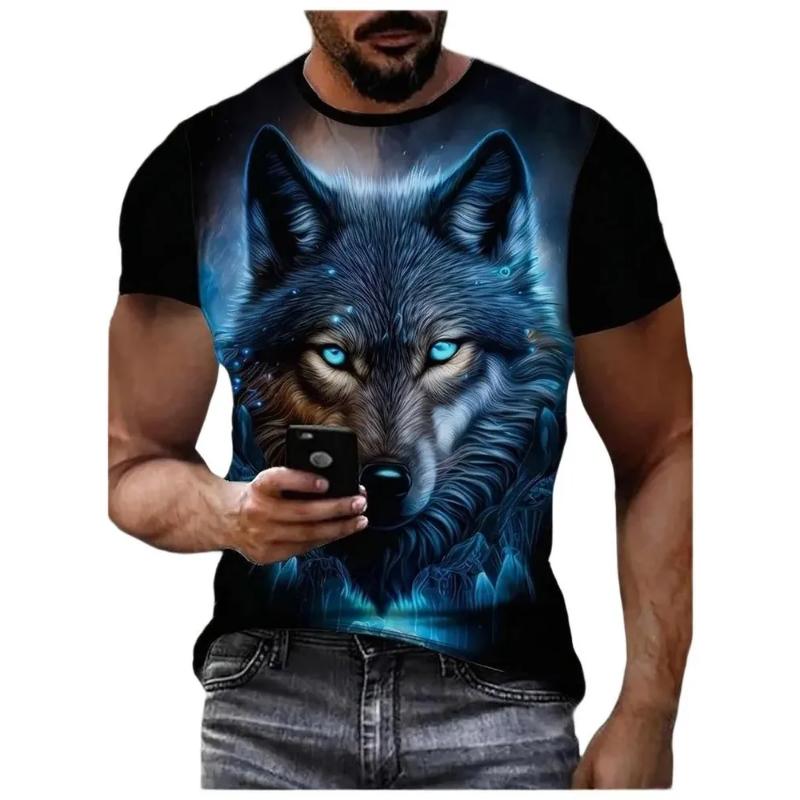 Mode Dames Ronde Hals Korte Mouw 3D Dier Kleurprint Dier Korte Mouw Ronde Hals T-shirt