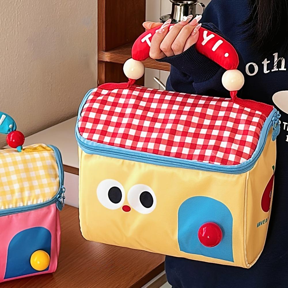 1pc Cute Cottage Makeup Bag Large Capacity Multifunctional Fresh-Keeping Insulated Lunch Box Bag Handbag Beauty Bag