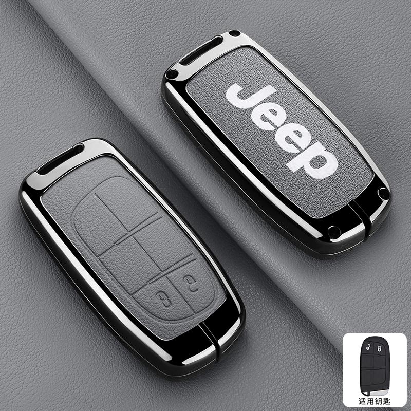 For Jeep Metal Leather Car Key Case Cover Shell For Jeep Commander Compass Gladiator Wagoneer Grand Cherokee Wrangler JK Rene