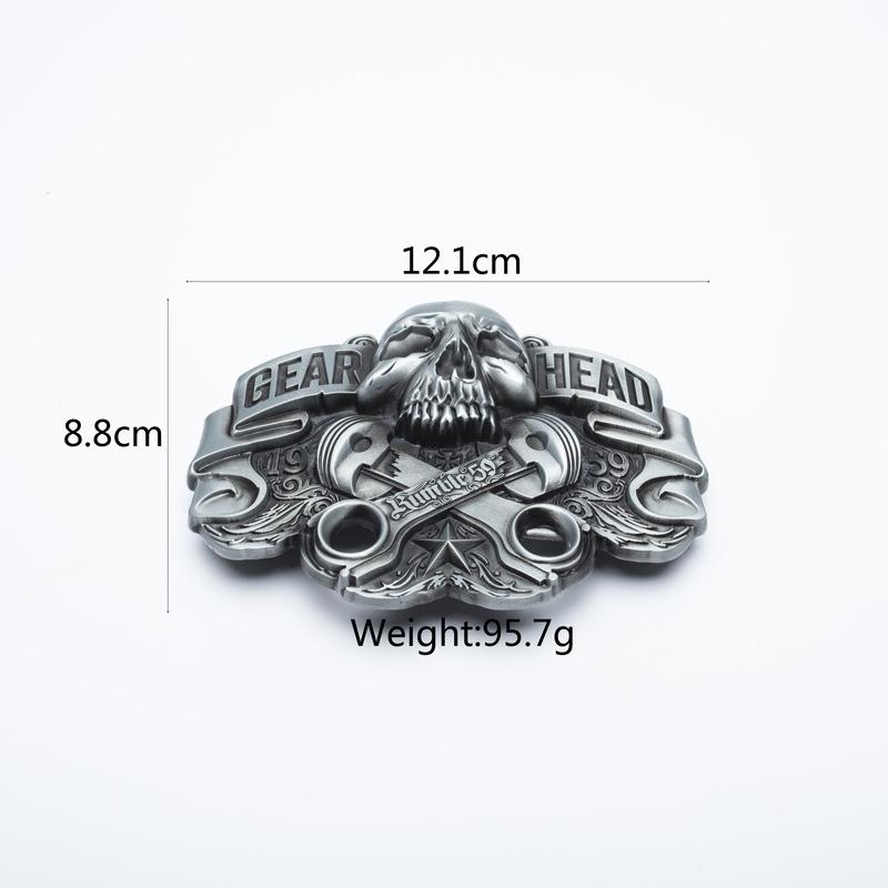 Retro Skull Zinc Alloy Belt Buckle - Ancient Silver Finish