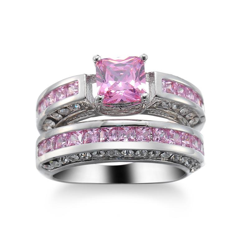 Ensemble de Bagues Diamant Zircon Rose - Accessoires de Bijoux Créatifs