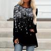 Women's Autumn and Winter Round Neck Long-sleeved T-shirt - Directional Printing and Dyeing Autumn and Winter Meteor Waterfall Pattern Printing