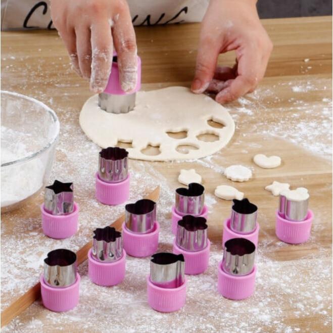 12-Piece Stainless Steel Cookie Cutters Set, Dough Fruit Vegetable Cutter, Ideal for Kids Meal Prep