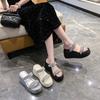 2025New Heeled Sandals Ladies Crystals Platform High Heels Slippers Woman Summer  Wedges Shoes Beige Sandalese Femme Confortable