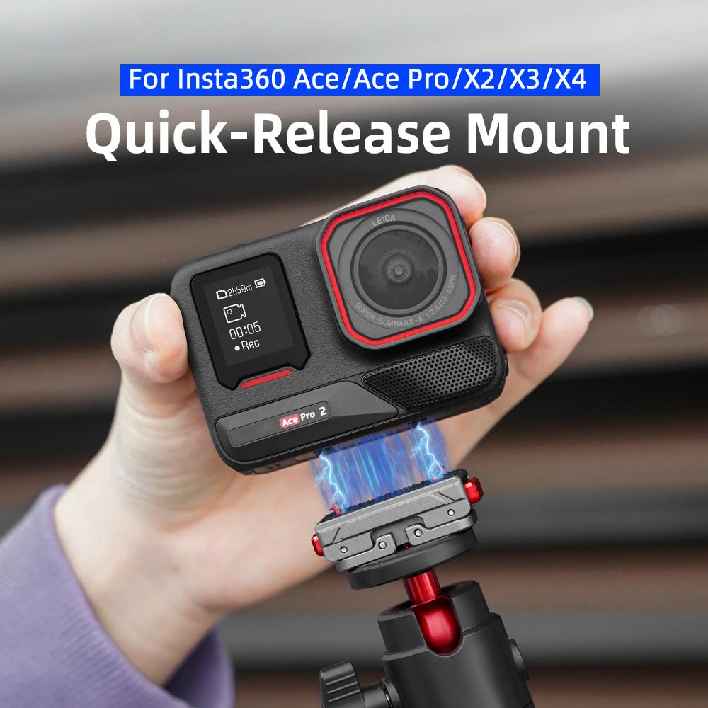 FLYMILE Metal Mount Kit for Insta360 Ace/Ace Pro/Ace Pro 2/X4/X3/X2 Quick Release Adapter Base