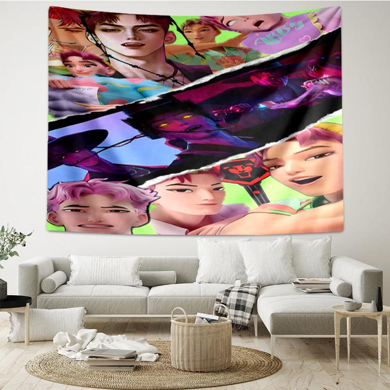 Colorful Kpop cartoon Tapestry Hanging for Bedroom,Livingroom, Playroom,Decor Art Room Wall Tapestry Holiday and Birthday Gifts