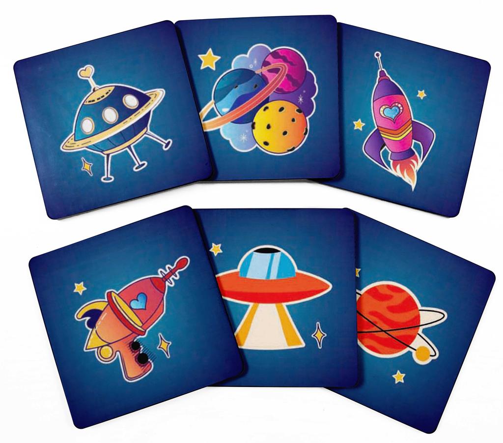 Inkdotpot Set of 6 Drink Coasters Decorative Non,Slip Cork Base 4-inch Square Printed Coasters Easy Clean