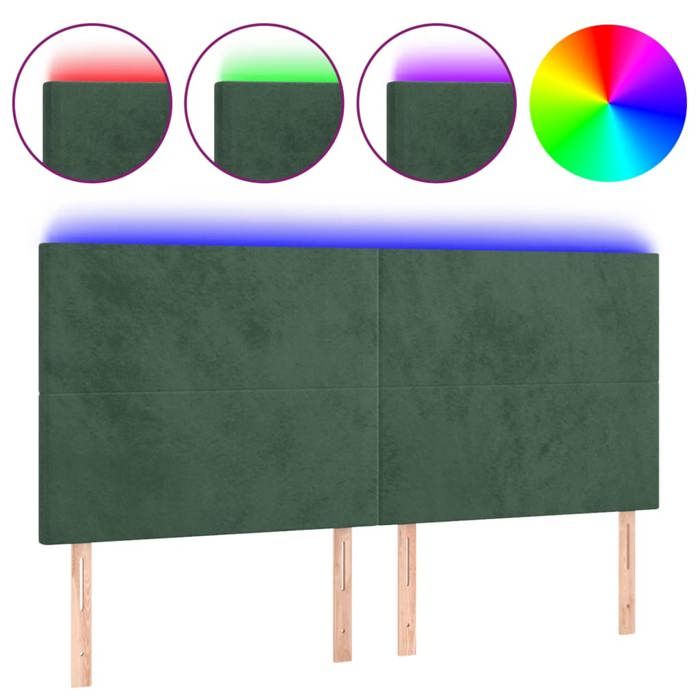 VidaXL LED Headboard Bedroom Furniture Double Bed Accessory Head of Bed Frame Interior Dark Green 3122201