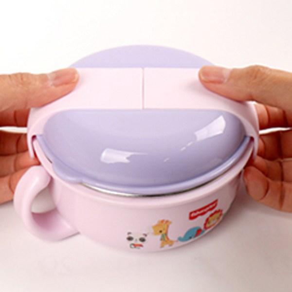 Fisher Price Stainless Steel Lid Two-hand Food Bowl, Pink, 1 Piece