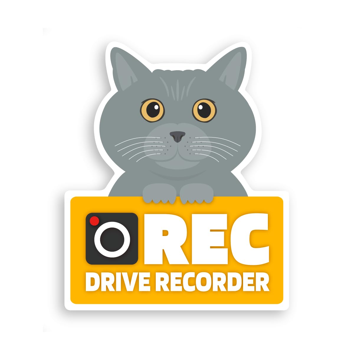 

Takasu Shoten Dash Cam Magnet Car Sign Sticker Sticker Car Rear Warning Recording Dog Cat (Cats (Ash))