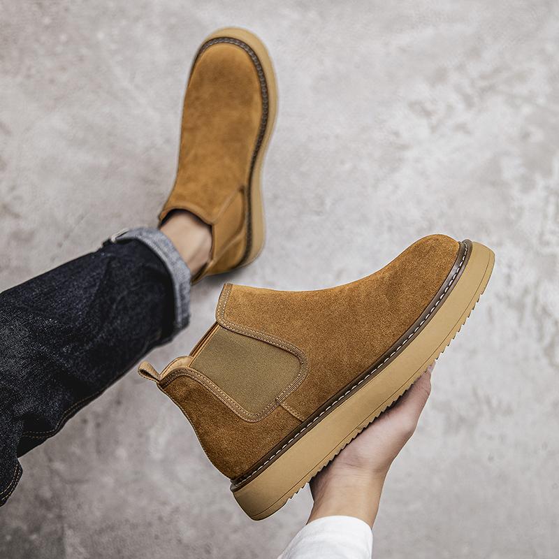 Herren Retro Wildleder Neuankömmling Chelsea Boots Herrenmode Stiefelette Herren Casual Britischer Stil Kurze Stiefel High-Top Schuhe