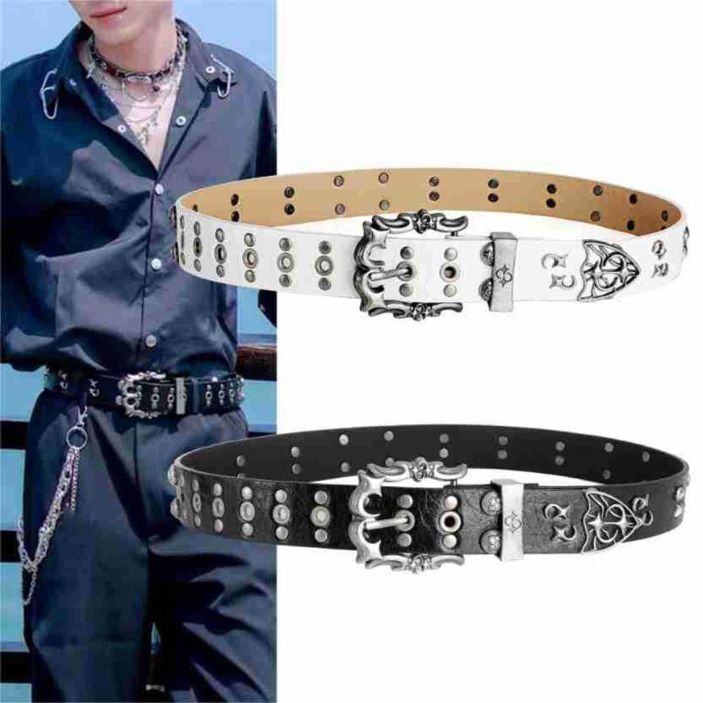 PU Leather Y2K Belt Spicy Girl Men Belt Trend Rivet Belt Jeans Accessories