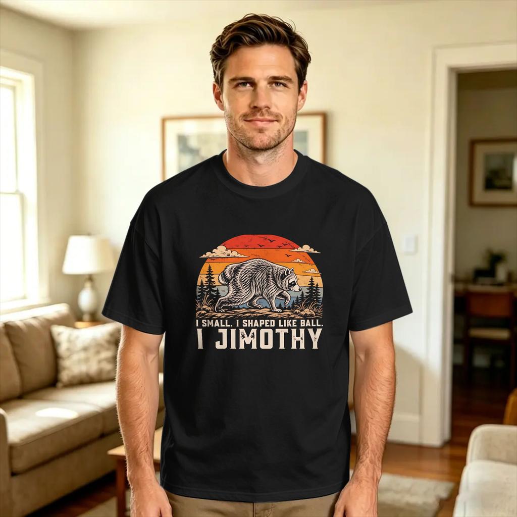 Streetwear Tshirt Cute Raccoon Jimothy Cotton Tshirts Hippie Tshirt For Unisex Summer Y2k Classic Casual Short Sleeve Tops
